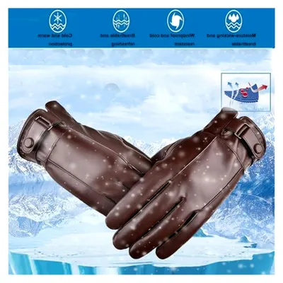 Produktbild von Winterhandschuhe für Herren aus Leder, warme und komfortable Handschuhe mit Kaschmirfutter, touchscreenfähig für Outdoor-Aktivitäten