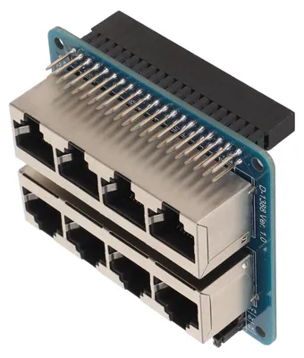 Image de Carte d'extension GPIO professionnelle à 8 ports RJ45 et alimentation 40 broches pour RPi 1A+, 1B+, 2B, 3B, 3B+, 3A+ et 4B