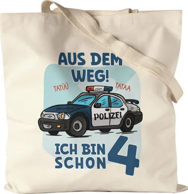 Produktbild von Aus Dem Weg Ich Bin Schon 4 Stoffbeutel Jutebeutel Canvas Happy Birthday 4. Geburtstag Alles Gute Jahre Polizist Geburtstagsfeier