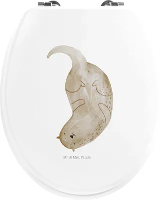 Produktbild von Mr. & Mrs. Panda Toilettendeckel Otter Kopfüber - Weiß - Geschenk, Klobrille, Klodeckel, Seeotter, WC Sitz, Süß, Brille, See, Niedlich, Klo-Deckel