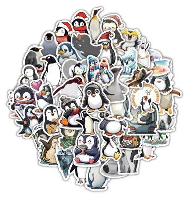 Produktbild von 60 Stück Pinguin Aufkleber - Vinyl Wasserdicht für Laptop, Skateboard, Auto, Motorräder uvm. Süßes Tier Sticker Set für Kinder, Teenager und Erwachsene.