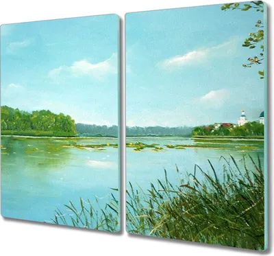Produktbild von Coloray Herdabdeckplatte 2x30x52 cm Schneidebrett Kochplattenabdeckung Küchenbrett Hackbrett - Lake Forest Natur