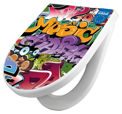 Produktbild von WC Sitz mit Absenkautomatik D Form Motiv Graffiti [TDW3 10203]