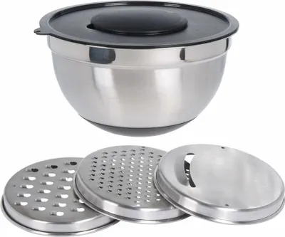 Produktbild von Cookinglife Rührschüssel aus Edelstahl + 3 Reiben – 25,5 x 14 cm