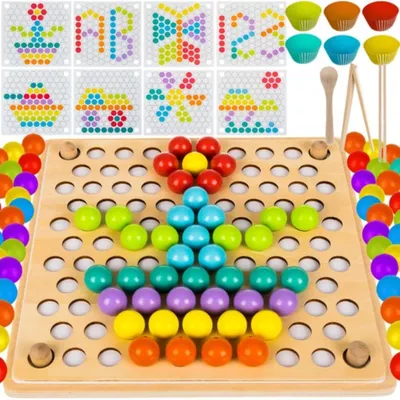 Produktbild von Lernspielzeug Bunte Perlenholz-Puzzle-Set - Kreatives Lernspielzeug für Kinder