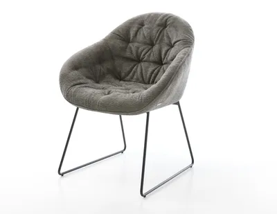 Produktbild von DELIFE Esszimmerstuhl Gaio-Flex Bouclé Soft Schlamm Kufengestell Schwarz