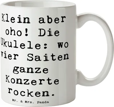 Produktbild von Mr. & Mrs. Panda Pott Spruch Ukulele Magie - Weiß - Geschenk, Kaffeetasse, Musiker, Lieder, Musik machen, schöne tasse, Teetasse, Musikinstrument, Teepott, Instrument