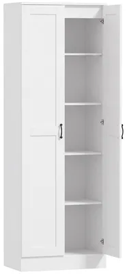 Produktbild von Vorratsschrank 175 cm mit Stauraum, Küchenschrank mit Soft-Close-Türen und verstellbaren Einlegeböden, Weiß