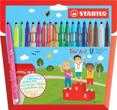 Obrázok produktu pre Plstené pero - STABILO Trio A-Z - balenie 18 kusov - 18 rôznych farieb