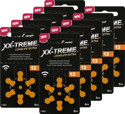 Produktbild von Hörgerätebatterien Typ 13, 60 Stück, PR48 orange, für Hörgeräte