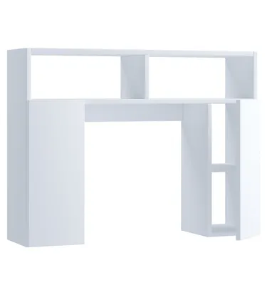 Image de Support mural en bois | Toilettes WC superposées | Dimensions: H. 61 x W. 76 x D. 20 cm | 2 petites portes avec oui 2 compartiments | 2 étagères ouvertes - Tinoli S