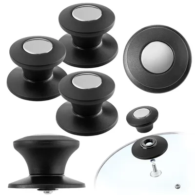 Produktbild von KADAX Topfdeckelgriff "Barletta", Haltegriff für Topfdeckel aus Kunststoff und Edelstahl, 3 Stück, Schwarz