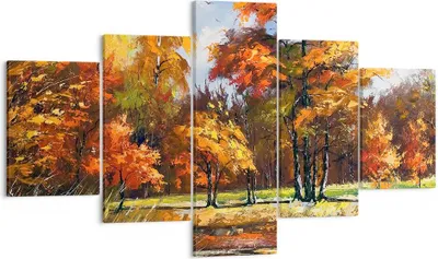Produktbild von Bild auf Leinwand - Leinwandbild - Park Herbst Wasser - 125x70cm - Wand Bild - Wanddeko - Leinwanddruck - Bilder - Kunstdruck - Wanddekoration - Leinwand bilder - Wandkunst - EA125x70-3536