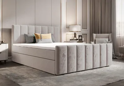 A bedroom scene with a bed as the main focus.