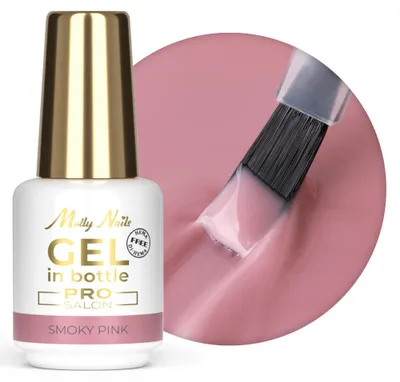 Produktbild von Molly Nails Pro Salon Smoky Pink HEMA/Di-HEMA-freies Gel in Flasche mit Pinsel, 15 g