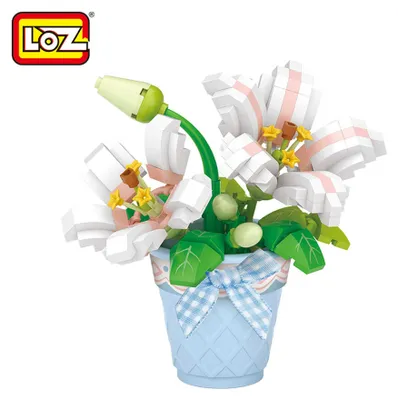 Produktbild von Klemmbausteine Lilien im Topf Bausatz mit 240 Diamond Steinen, Modell 8837