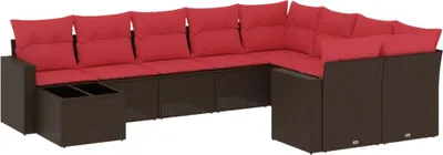 Zdjęcie produktu dla vidaXL 10-częściowa sofa ogrodowa z poduszkami z brązowego polirattanu