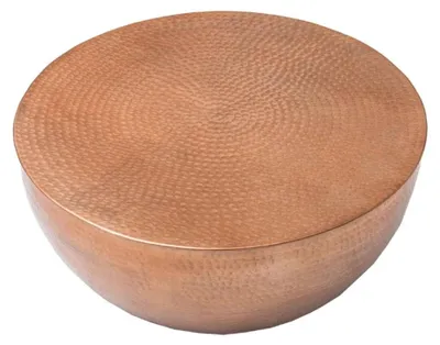 Image de Table basse TRIANE 60 cm en aluminium bronze martelé – Table basse ronde design