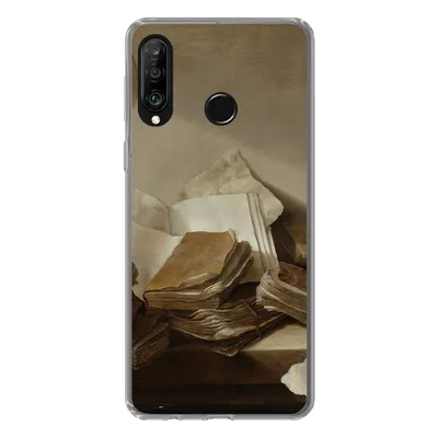 Produktbild von MuchoWow® Handyhülle Schutzhülle Hülle für Huawei P30 Lite Stilleben mit Büchern - Gemälde von Jan Davidsz. de Heem Silikon Softcase Handy Hülle - Handyhülle