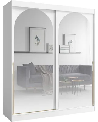 Productafbeelding van Schuifdeurkast met spiegel, 180 cm, MOGI, wit en goud