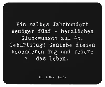 Produktbild von Mr. & Mrs. Panda Mauspad Spruch 45. Geburtstag Feier - Schwarz - Geschenk, Erinnerung, Erfahrungen, Mousepad, Mouse Pad, Glückwunsch, besondere Anlässe, Happy Birthday