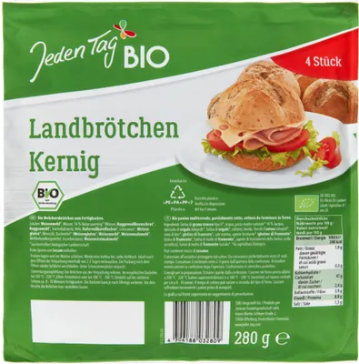 Produktbild von Jeden Tag  Landbrötchen Kernig 4er 3er Pack (3x280g Packung) + usy Block