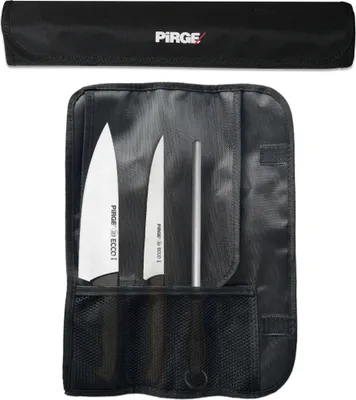 Produktbild von PİRGE Ecco Starter Set Profi Messerset mit Tasche 4 Stück - Profi Kochmesser Set - Edelstahl Profi Küchenmesser Set - Messer Set Scharf