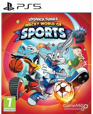 The cover art for the video game Looney Tunes Wacky World of Sports, featuring various Looney Tunes characters engaged in different sports.