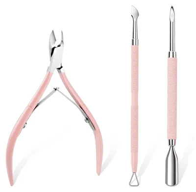 Produktbild von Nagelhautzange Edelstahl 3-in-1 Set mit Schieber & Schaber für Maniküre & Pediküre