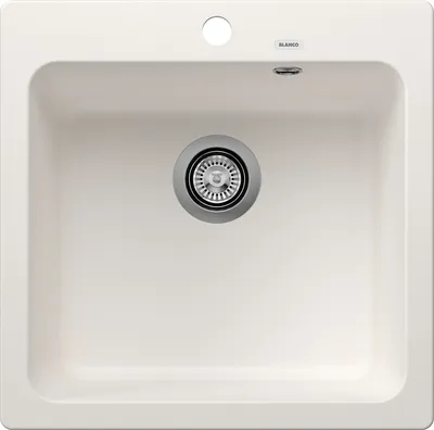 Produktbild von BLANCO Spüle NAYA 5 in WEISS mit Ablaufgarnitur ohne Ablauffernbedienung / Ausschnitt: 495 x 490 mm / Silgranit
