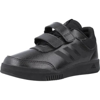 A black Adidas sneaker with velcro straps.