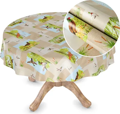Produktbild von Tischdecke Wachstuch MIMOSA Tiere Grün Robust Wasserabweisend Rund 140 cm