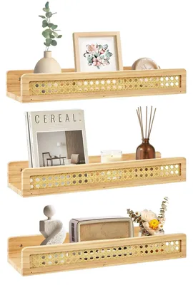 Productafbeelding van Set van 3 houten wandplanken, geschikt voor decoratie en opbergruimte