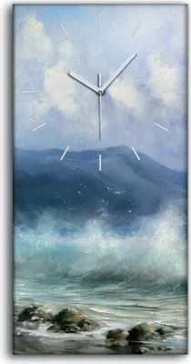 Produktbild von Wandbild Leinwand Bilder Wanduhr Geräuschlos Kunstdruck 30x60 Schiff Leuchtturm - weiße Hände