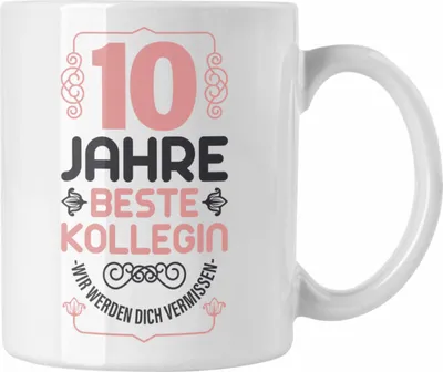 Produktbild von Trendation - 10 Jahre Kollegin Jubiläum Geschenk Idee (Weiß)