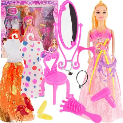 Immagine prodotto di Bambola con accessori Vestiti Armadio Accessori Sedia Lutro Asciugatrice
