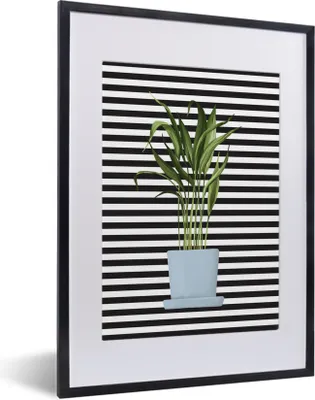 Produktbild von MuchoWow® MuchoWow® Gerahmtes Poster Zimmerpflanzen - Pflanzgefäß - Blau 30x40 cm - Poster mit zchwarzem Bilderrahmen - Wandposter Schlafzimmer