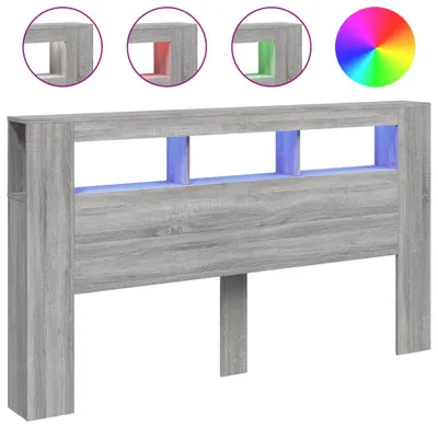 Produktbild von vidaXL LED-Kopfteil Grau Sonoma 180x18,5x103,5 cm Holzwerkstoff