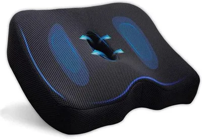 Imagen del producto de Unyqoos® Cojín ergonómico para asiento de espuma viscoelástica, 45 x 40 x 10 cm. Transpirable, funda de malla desmontable, antideslizante, ideal para oficina, coche y silla de ruedas, soporta hasta 90 kg