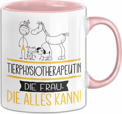 Produktbild von Tierphysiotherapeutin Geschenk Tasse Becher Die Frau Die Allen Kann Geschenkidee für eine Tierphysiotherapeutin Lustig (Rosa)
