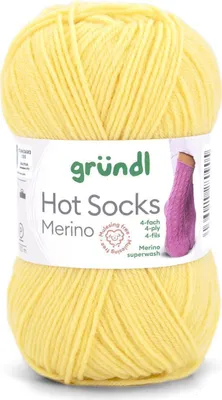 Produktbild von Gründl Hot Socks Merino 50 g/200 m 4-fädig uni 75 % Schurwolle(Merino) /25% Polyamid 14 zitronengelb