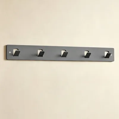 Produktbild von Mai & Mai Kleiderhaken ohne Bohren Wandgarderobe Wandhaken mit 5 Haken Garderobenleiste Garderobenhaken 40cm Grau Stalo-14