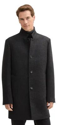 Produktbild von Tom Tailor Herren Wollmantel mit Knopfleiste,32525 - Grey Big Herringbone Optic,