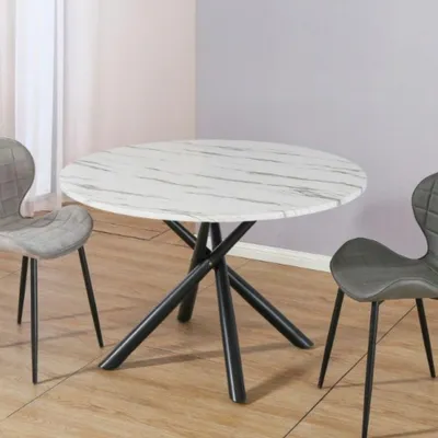 Immagine prodotto di Tavolo rotondo Umbriel effetto marmo bianco con struttura in metallo nero