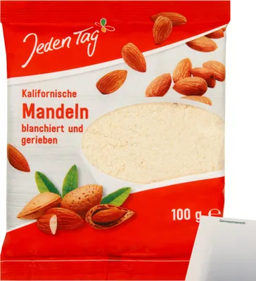 Produktbild von Jeden Tag Mandeln gerieben (100g Packung) + usy Block