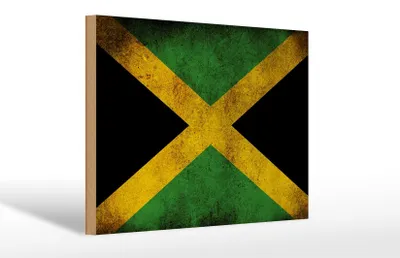 Produktbild von Holzschild Flagge Jamaika, 30x20 cm, Holzschilder Fahne Nationalität