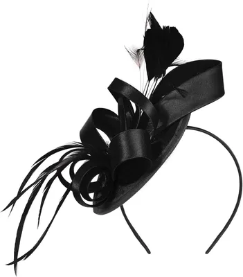Produktbild von Haarreif, Fascinator-Hut mit Haarspange, elastisches Band, Kunstfeder-Banddekor, Satinstoff, Damen-Stirnband, Party-Accessoires, Schwarz