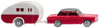 Immagine prodotto di Wiking 020203 H0 Modello di auto Ford Taunus 12M con roulotte