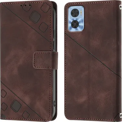 Produktbild von Hülle für Motorola Moto E22i 4G/E22 4G Prägung Flip Leder Brieftasche Schutzhülle mit Ständer Braun