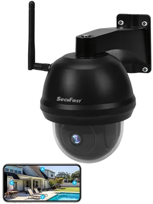 Produktbild von SecuFirst PTZ Überwachungskamera Aussen WLAN,Outdoor Kamera Überwachungs 1080P, Bewegungserkennungsalarm,Nachtsicht, 2-Wege-Audio, Schwarz.